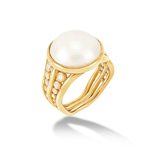    DEWR82-14Y-WP-Dower-and-Hall-14k-Yellow-Gold-Anemone-Waterfall-Ring-with-Mabe-Pearl