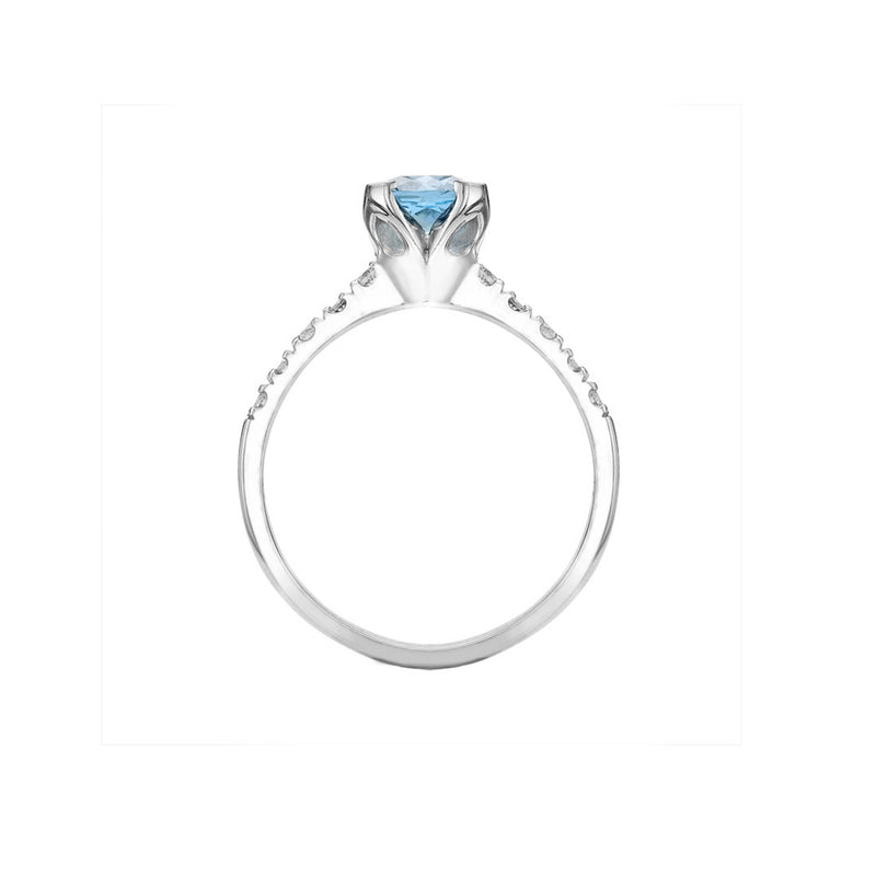 18k Lotus Engagement Ring with Cushion Cut Aquamarine