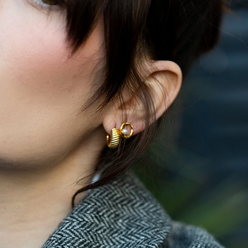 Wide Twist Huggie Hoops