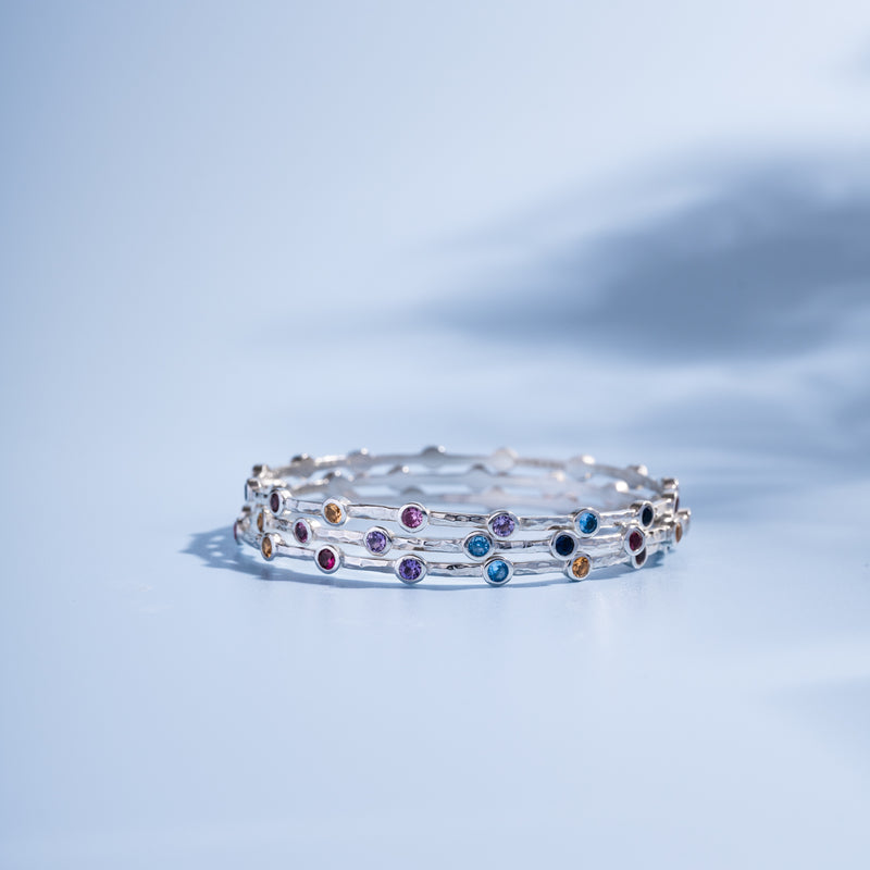 Round Multi-Coloured Gemstone Array Bangle