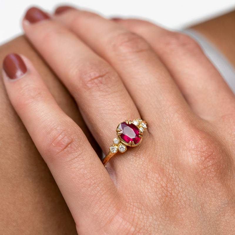 Large ruby and diamond ring sale