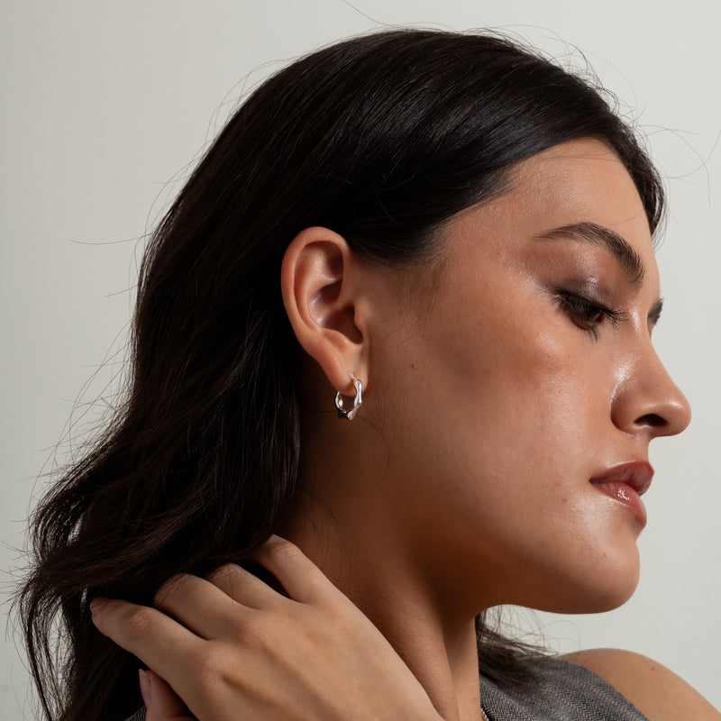 Waterfall Hinged Huggie Hoops and Bangle Set