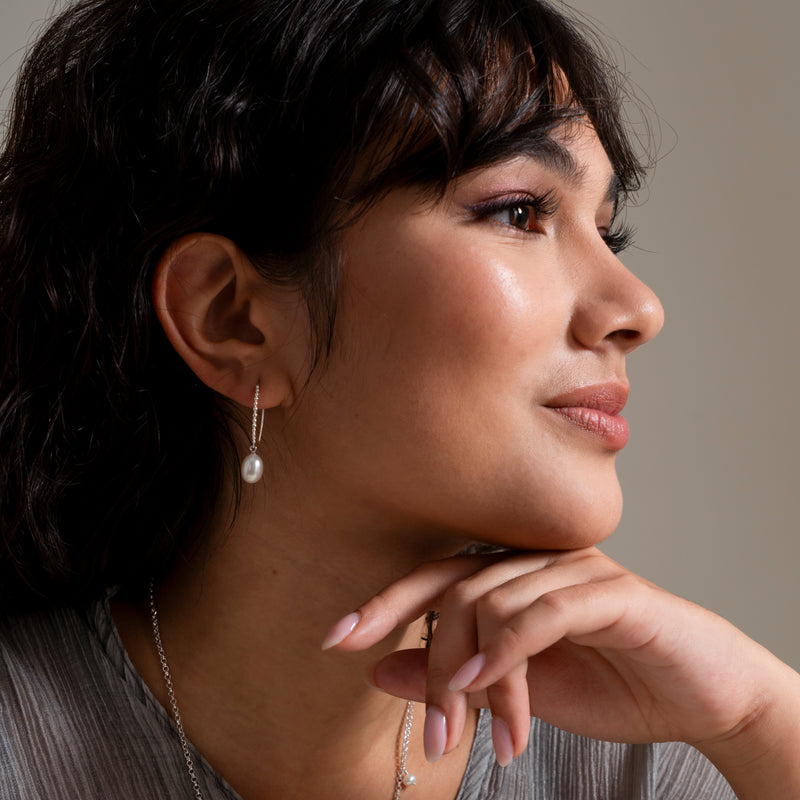 Timeless White Pearl Dotty Drop Earrings