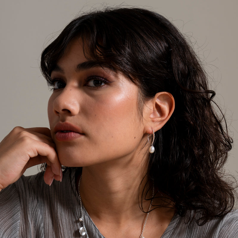 Timeless White Pearl Dotty Drop Earrings
