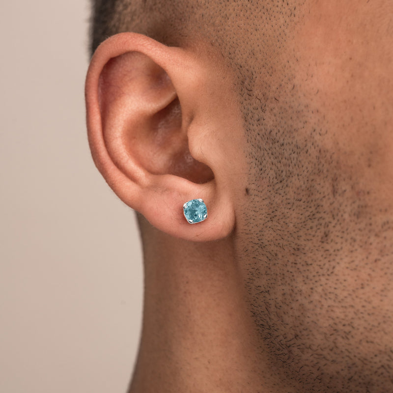 Men's Single 6mm Aquamarine Stud