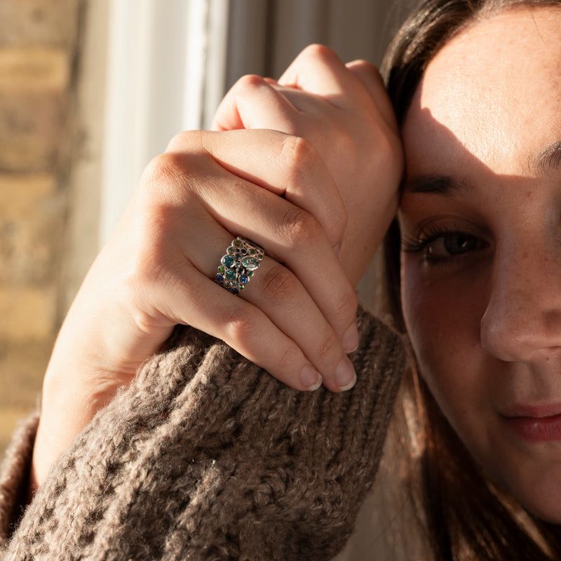 DCR60G-18W-TEAL-Dower-and-Hall-18k-White-Gold-Bespoke-Teal-Cascade-Ring-2
