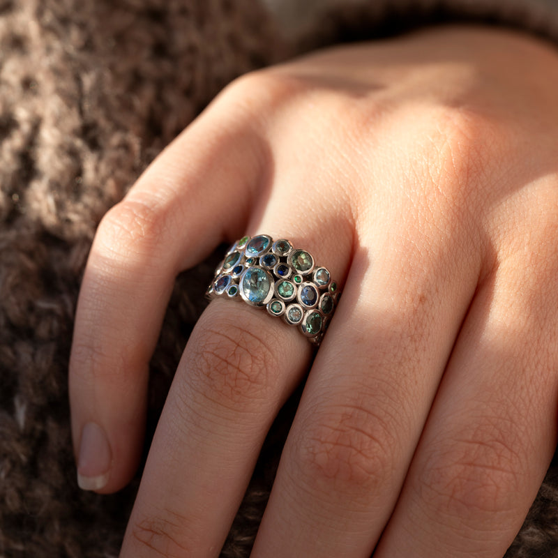 DCR60G-18W-TEAL-Dower-and-Hall-18k-White-Gold-Bespoke-Teal-Cascade-Ring-3