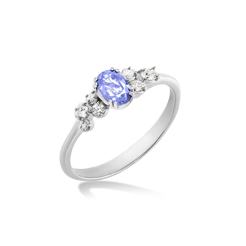     DSGR36-18W-TANZ-DIA-40PT-Dower-and-Hall-18k-White-Gold-Oval-Tanzanite-and-Diamond-Stargazer-Ring