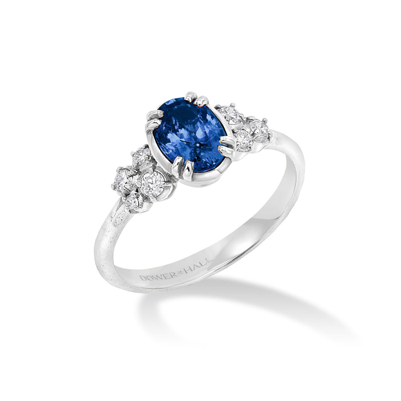 18k Large Oval Sapphire & Diamond Stargazer Ring