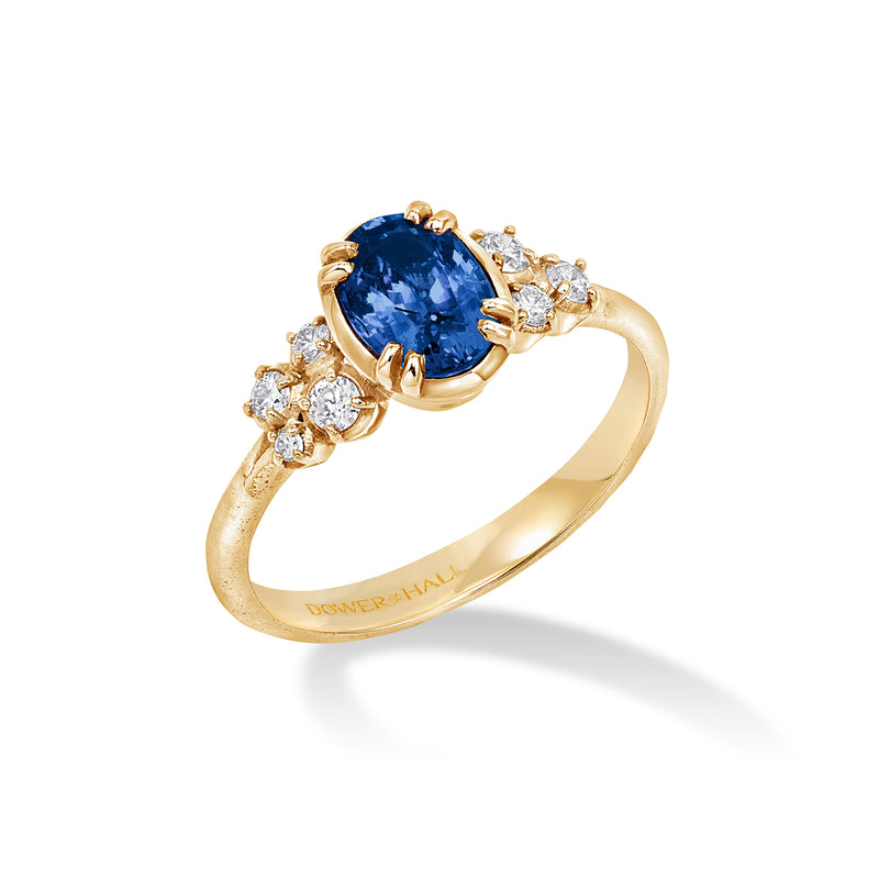 18k Large Oval Sapphire & Diamond Stargazer Ring