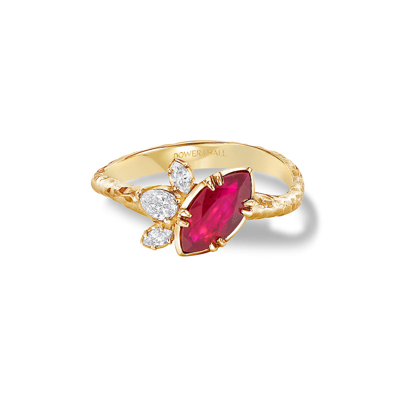18k Marquise Ruby Diamond Stargazer Ring