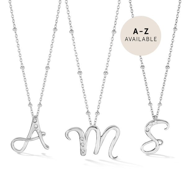Silver & Diamond Letter Pendants