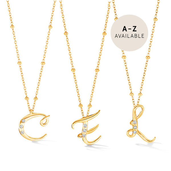 Gold Vermeil & Diamond Letter Pendants