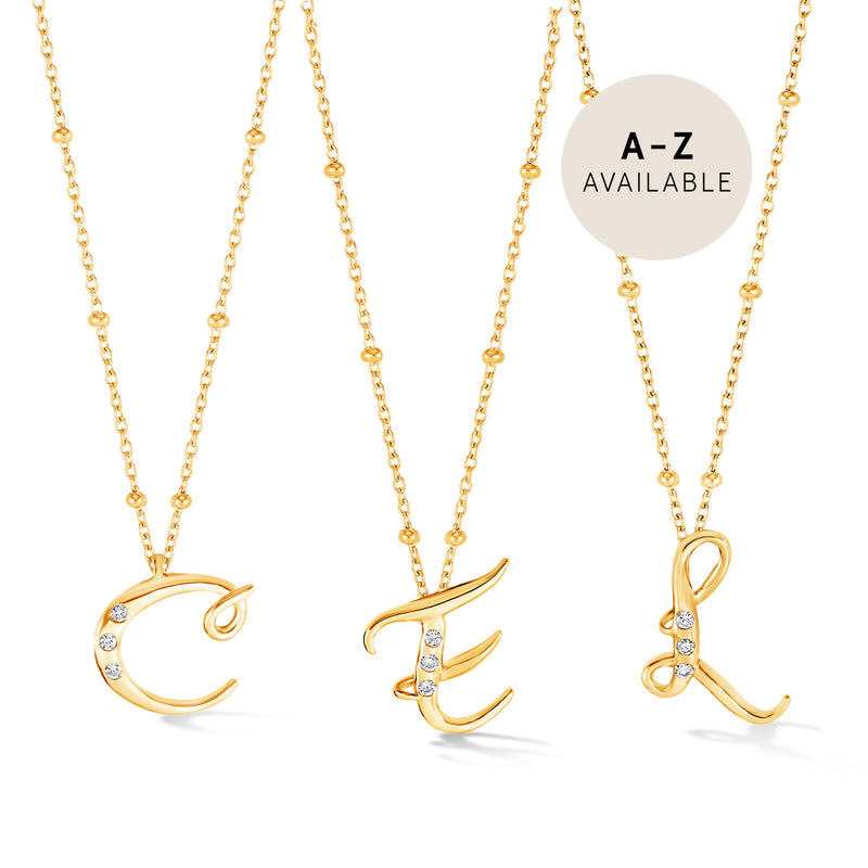 Gold Vermeil & Diamond Letter Pendants