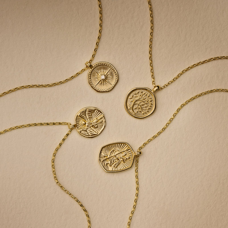 9k Gold Diamond True North Tiny Talisman Necklace