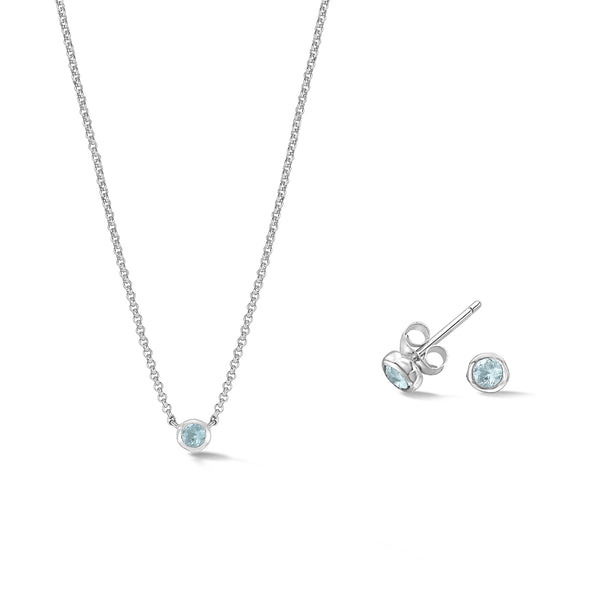 Aquamarine Dewdrop Necklace and Earring Set