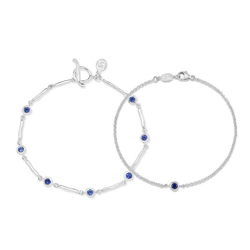 Sapphire Dewdrop Bracelet Set
