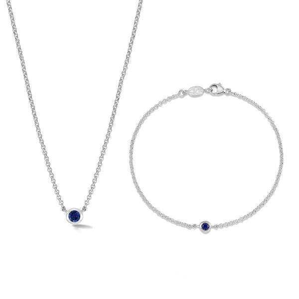 Blue Sapphire Dewdrop Necklace and Bracelet Set