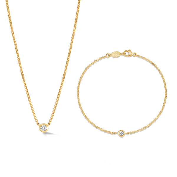 White Sapphire Dewdrop Necklace and Bracelet Set