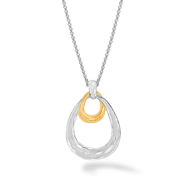 Large Entwined Mixed Open Double Oval Pendant