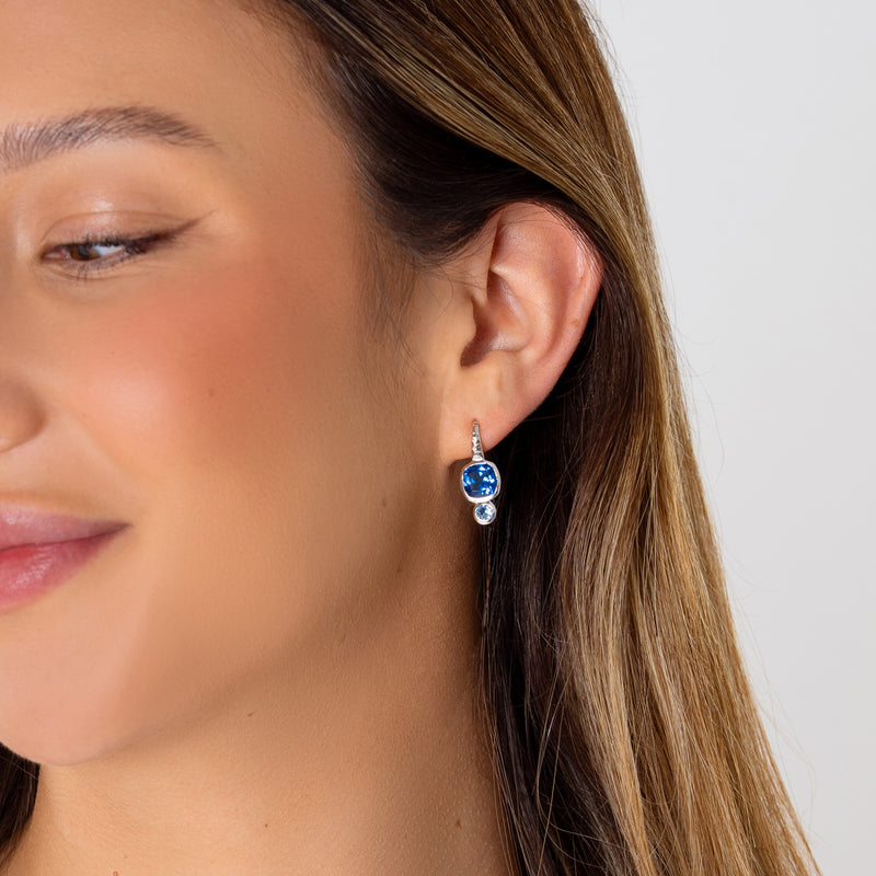 Cobalt Blue Hammered Hoop Earrings