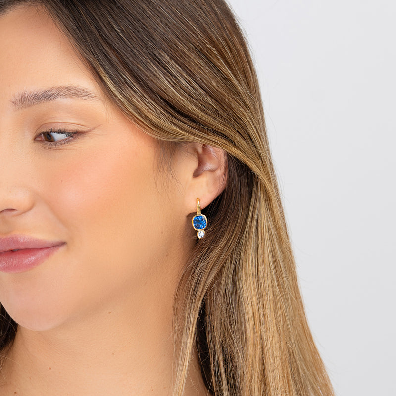 Cobalt Blue Hammered Hoop Earrings