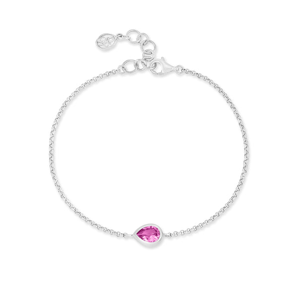 Pink Quartz Pear Chain Bracelet