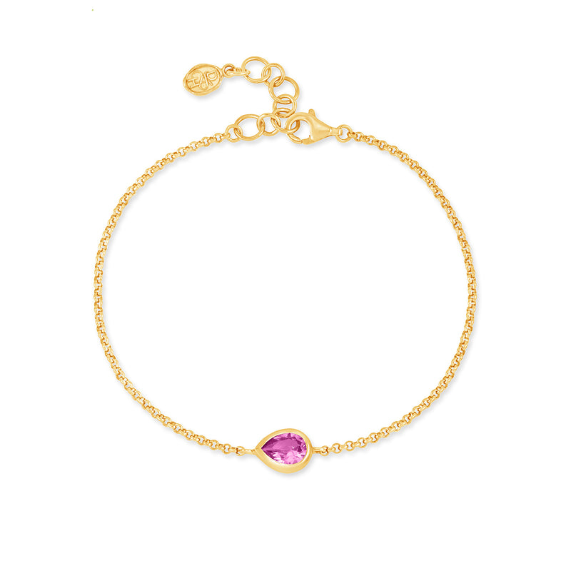 Pink Quartz Pear Chain Bracelet