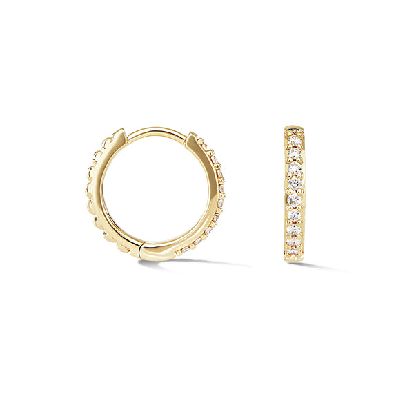 9k Medium White Diamond Story Hoops