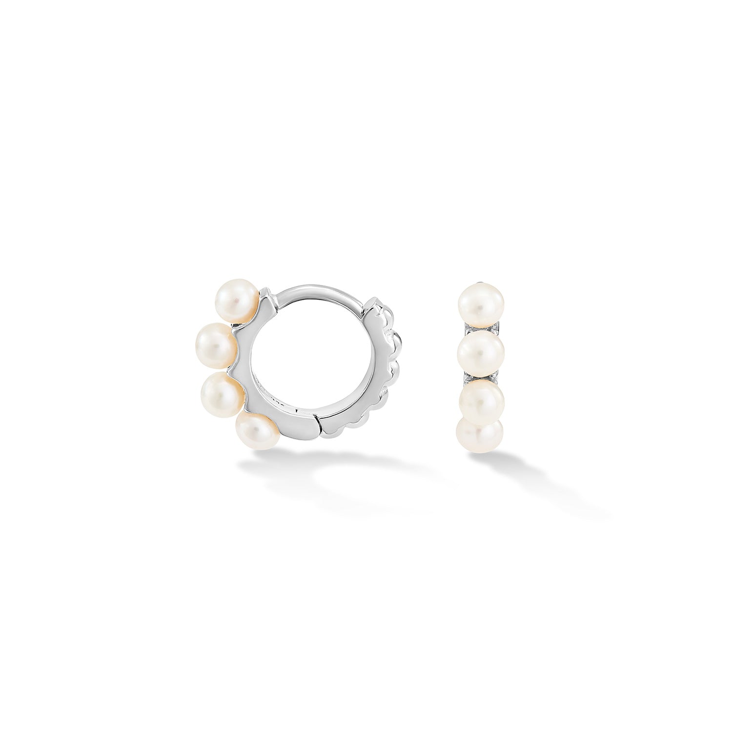 Small Luna Pearl™ Huggie Hoops Sterling Silver or Vermeil