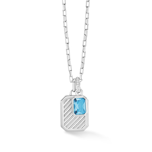 Men's Blue Topaz Octagon Humbug Paperclip Necklace