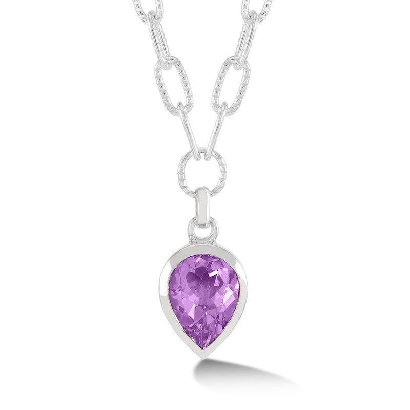     JP250-S-AME--Dower-and-Hall-Sterling-Silver-Large-Pear-Amethyst-Array-Pendant