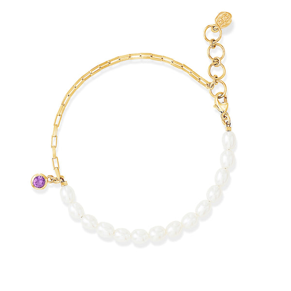 LUB46-V-AME-Dower-and-Hall-Yellow-Gold-Vermeil-Luna-White-Pearl-Chain-and-Amethyst-Drop-Bracelet