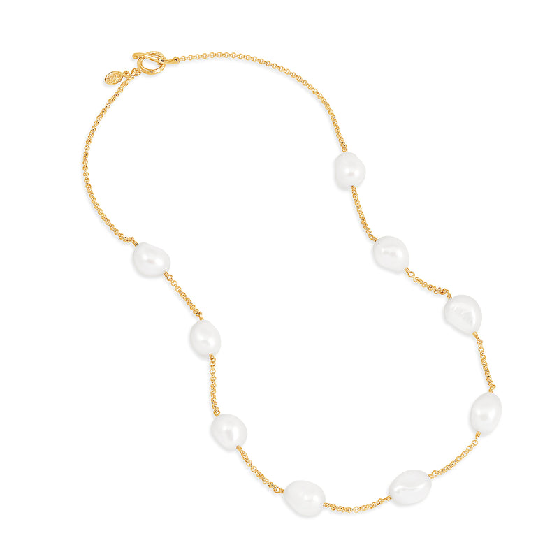    LUBN22-V-WP-Dower-and-Hall-Yellow-Gold-Vermeil-White-Baroque-Pearl-Chain-Necklace