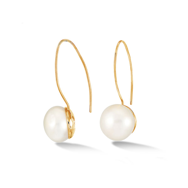     LUE24-V-WP-Dower-and-Hall-Yellow-Gold-Vermeil-Timeless-14mm-Long-White-Pearl-Earrings