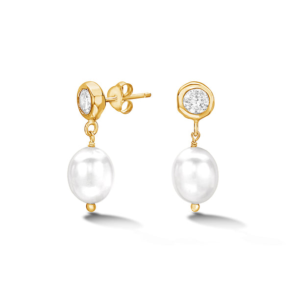    LUE256-V-WT-Dower-and-Hall-Yellow-Gold-Vermeil-Timeless-White-Topaz-and-White-Pearl-Earrings