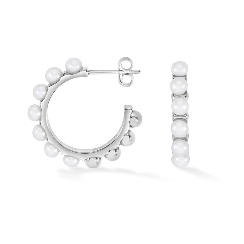 Large White Timeless Pearl Hoops