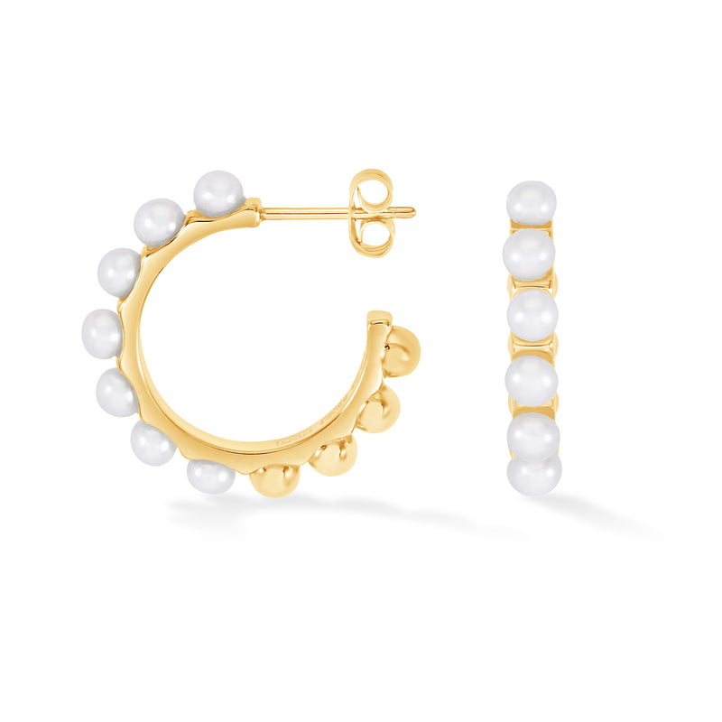 Large White Timeless Pearl Hoops