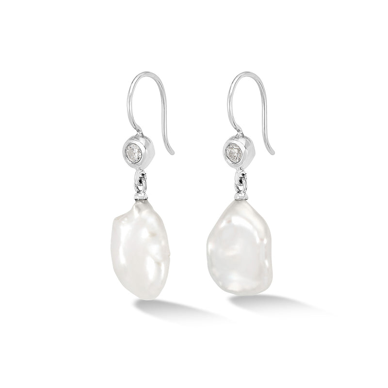 Timeless Keshi Pearl & White Topaz Earrings