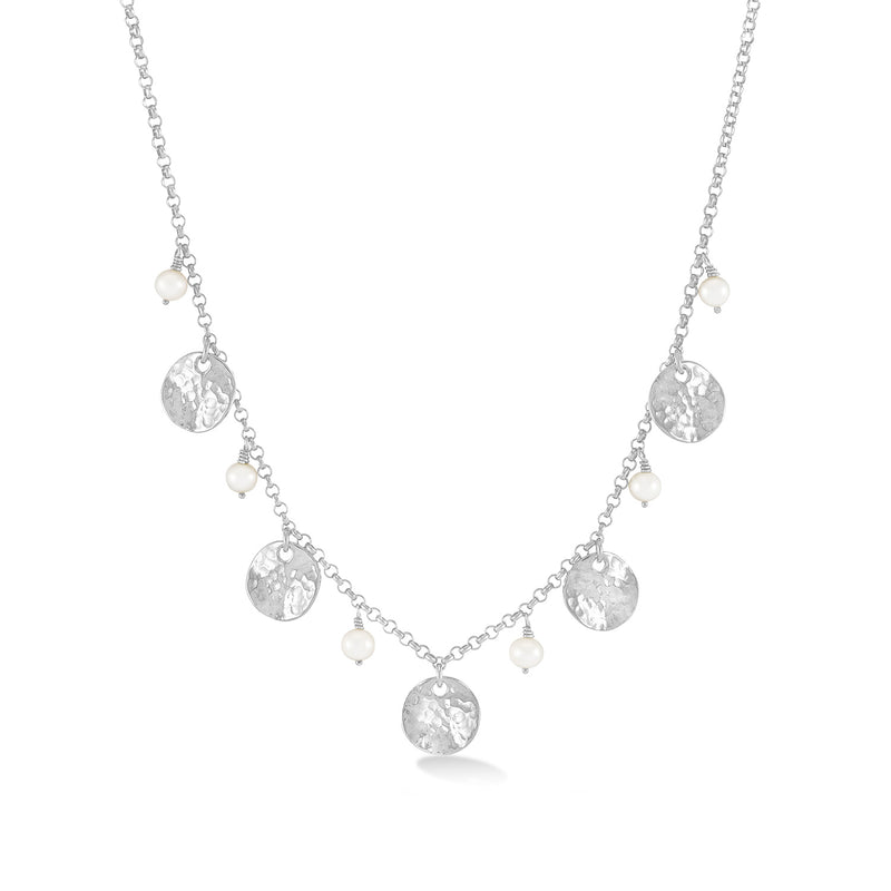 LUN21-S-WP-Dower-and-Hall-Sterling-Silver-White-Pearl-and-Disc-Collar-Necklace
