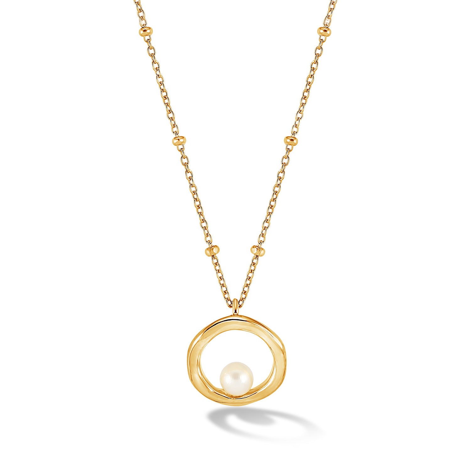 Open Circle White Pearl Waterfall Pendant