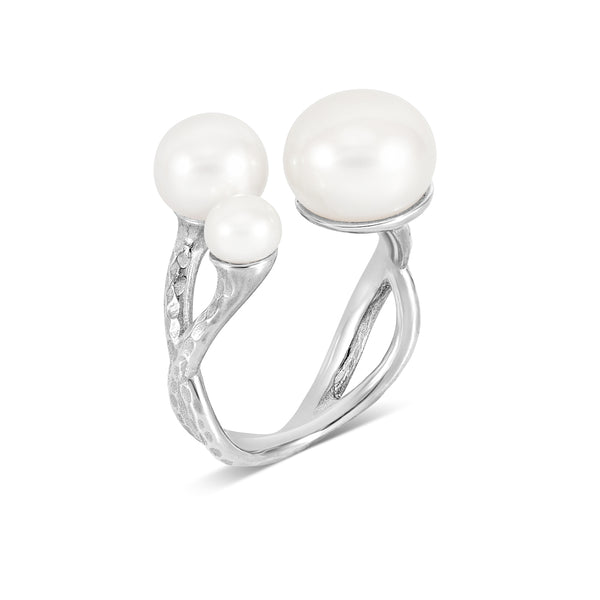 Statement Triple Luna Pearl Ring