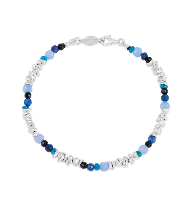 Men's Jagged Nugget & Blue Gemstone Bracelet