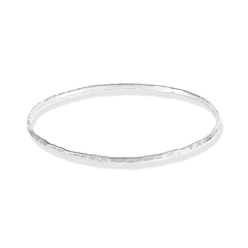     NBG18-S-Dower-and-Hall-Sterling-Silver-2mm-Hammered-Nomad-Bangle