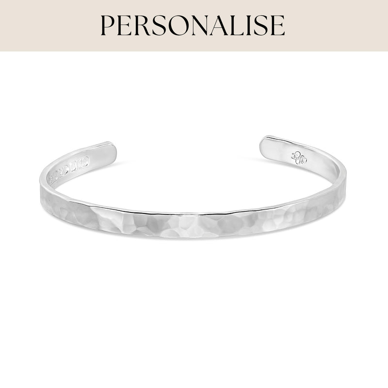 Engravable Hammered Bangle in Silver