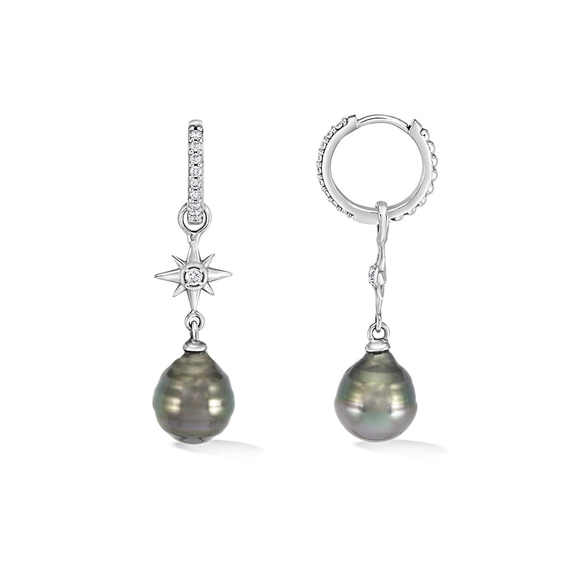 NSDE12-9W-DIA-TP-Dower-and-Hall-9k-White-Gold-and-Diamond-North-Star-Hoops-with-Tahitian-Pearls