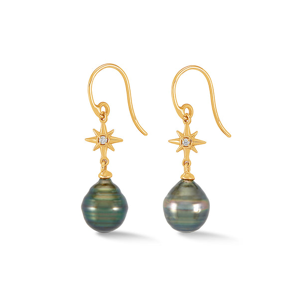 NSDE5-14Y-DIA-Dower-and-Hall-14k-Yellow-Gold-and-Diamond-North-Star-Ear-Drops-with-Tahitian-Pearl