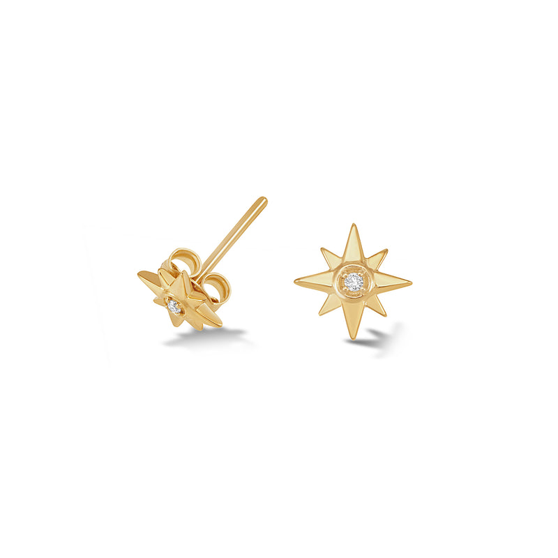 14k Gold North Star Diamond Studs