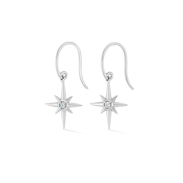 14k Gold & Diamond North Star Long Ear-Drops