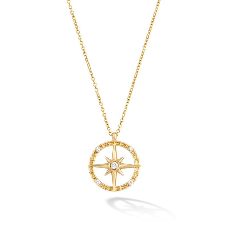 14k Yellow Gold Compass Pendant, 14mm, 20mm or 22mm - The Black Bow Jewelry  Company